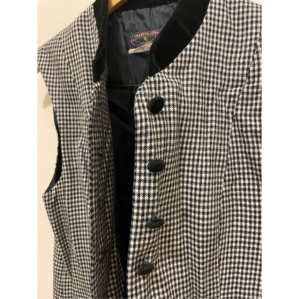 Vintage charter club classic gingham black white sleeveless vest - Picture 9 of 10